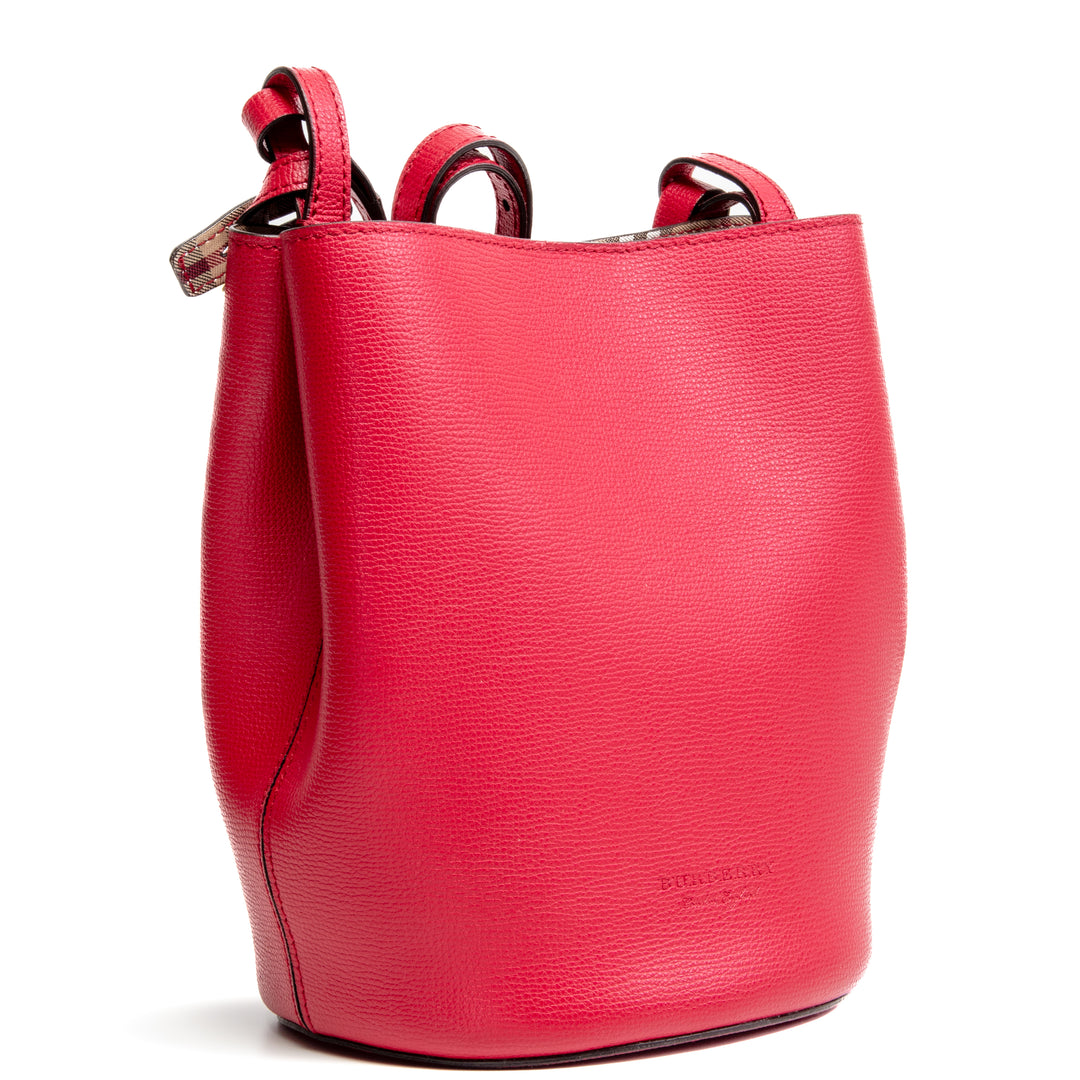 BURBERRY Lorne Bucket Bag - Red