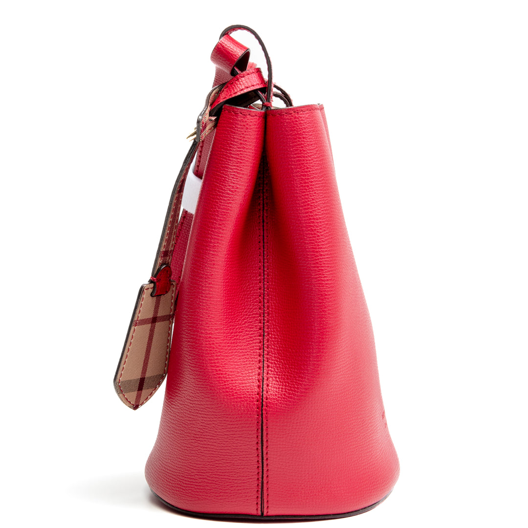 BURBERRY Lorne Bucket Bag - Red