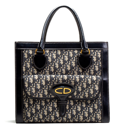 CHRISTIAN DIOR Oblique Tote Bag -Navy Blue