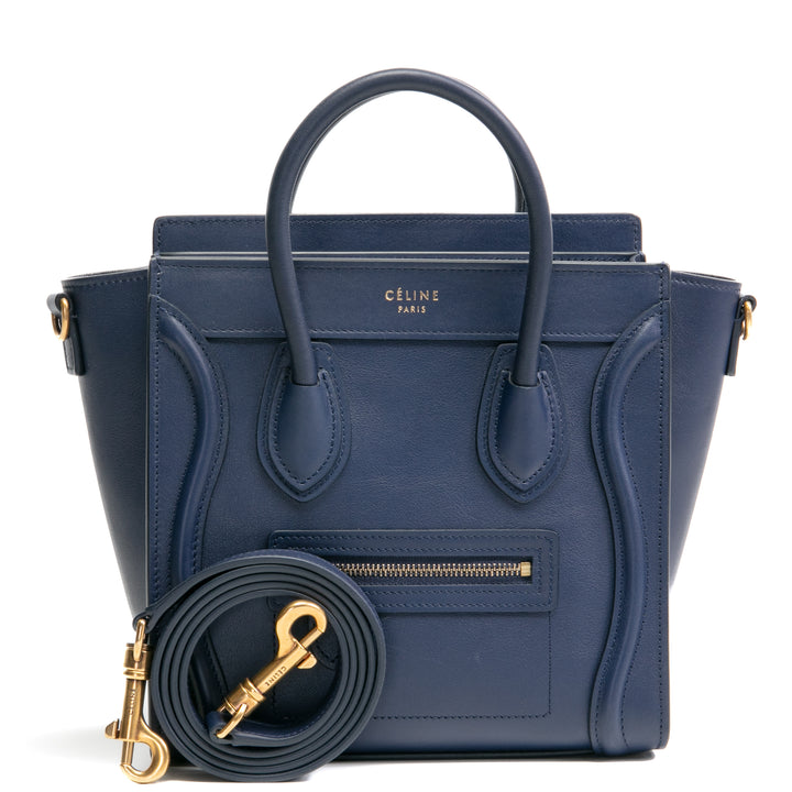 CELINE Smooth Calfskin Nano Luggage Bag - Navy Blue