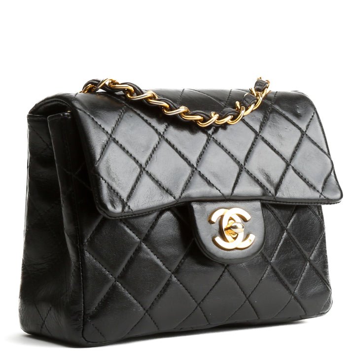 CHANEL Classic Vintage Lambskin Mini Square Flap Bag - Black OUTLET FINAL SALE