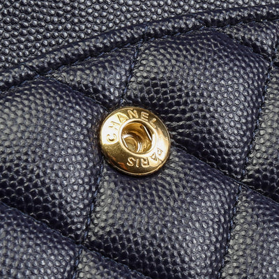 CHANEL Caviar Classic Double Flap Medium -Navy