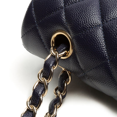 CHANEL Caviar Classic Double Flap Medium -Navy