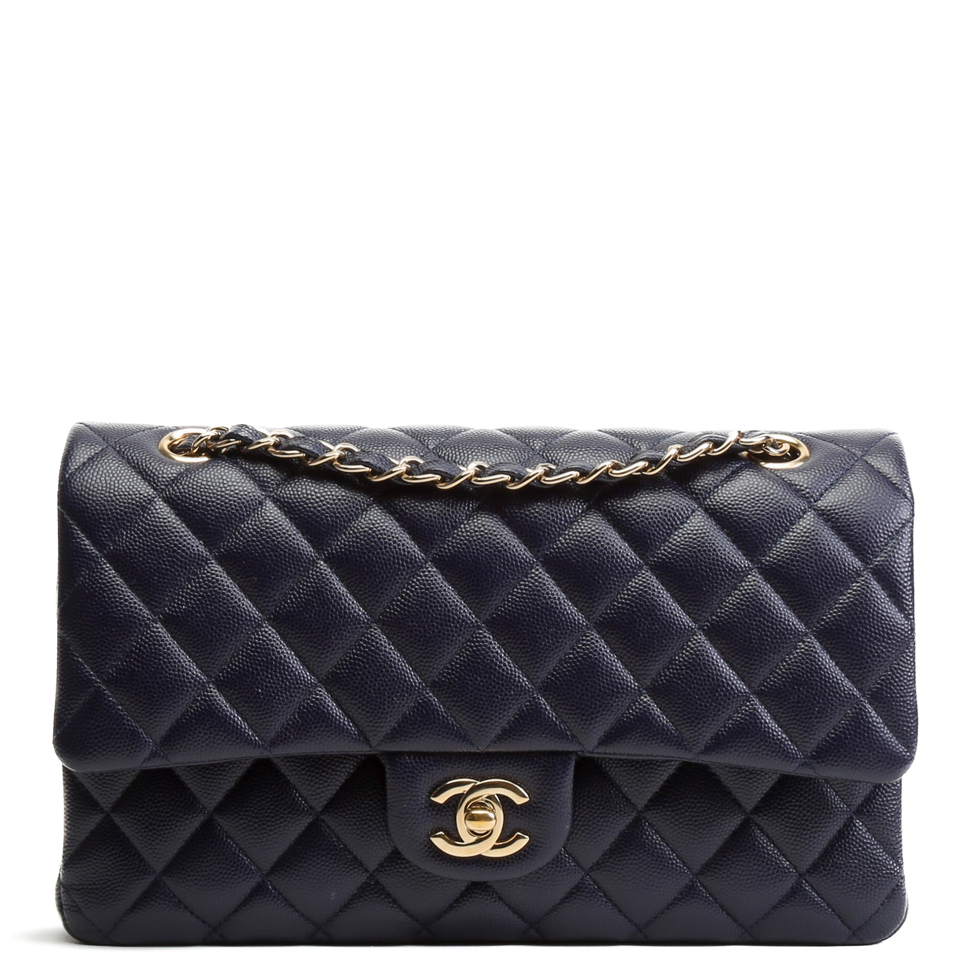 CHANEL Caviar Classic Double Flap Medium -Navy