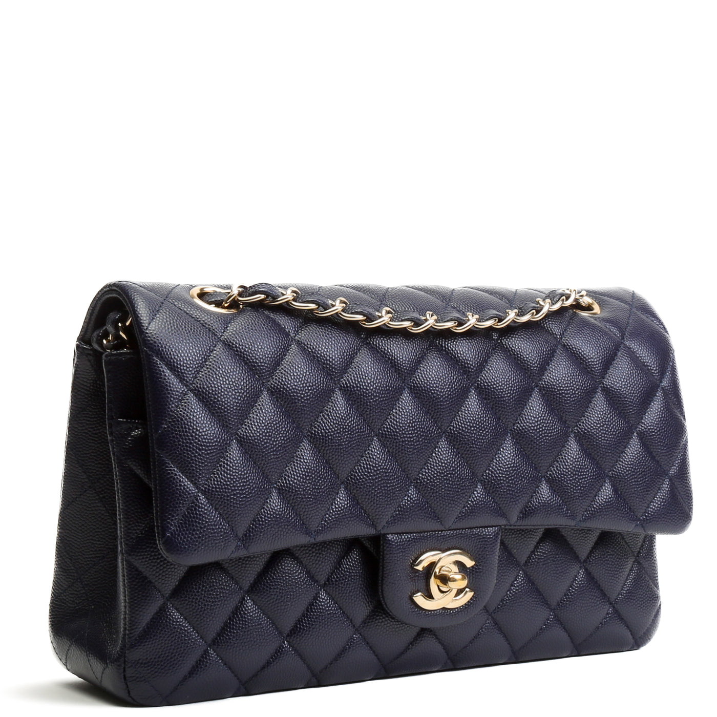 CHANEL Caviar Classic Double Flap Medium -Navy