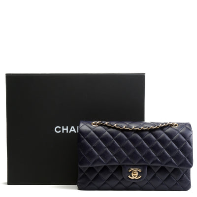 CHANEL Caviar Classic Double Flap Medium -Navy