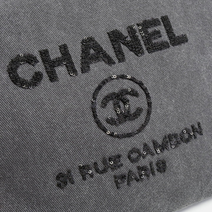 CHANEL Denim Sequin Deauville O-Case - Gray