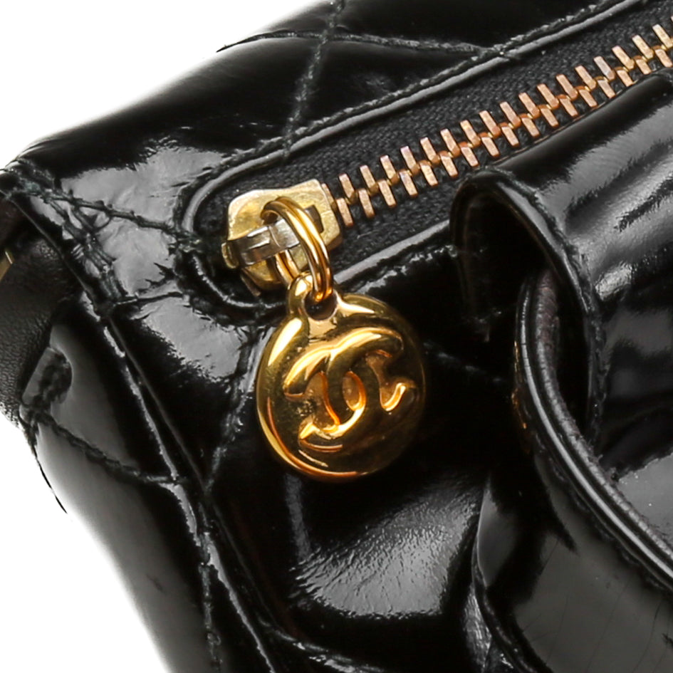 CHANEL Patent Quilted Belt Bag - Black -OUTLET FINAL SALE