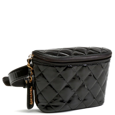 CHANEL Patent Quilted Belt Bag - Black -OUTLET FINAL SALE