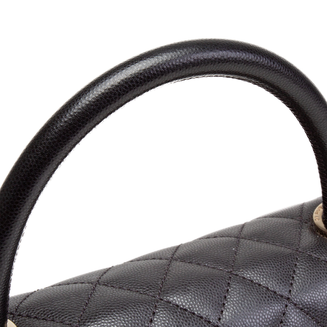 CHANEL Caviar Quilted Coco Handle Flap Bag - Black