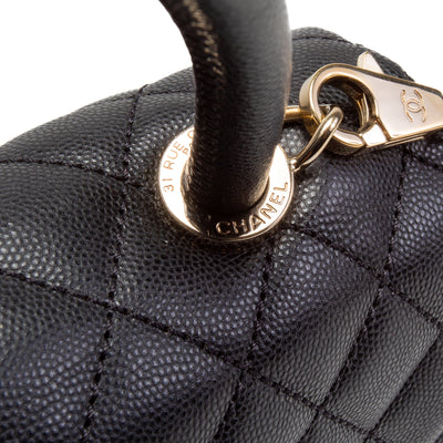 CHANEL Caviar Quilted Coco Handle Flap Bag - Black