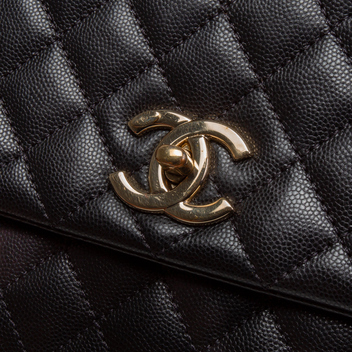 CHANEL Caviar Quilted Coco Handle Flap Bag - Black