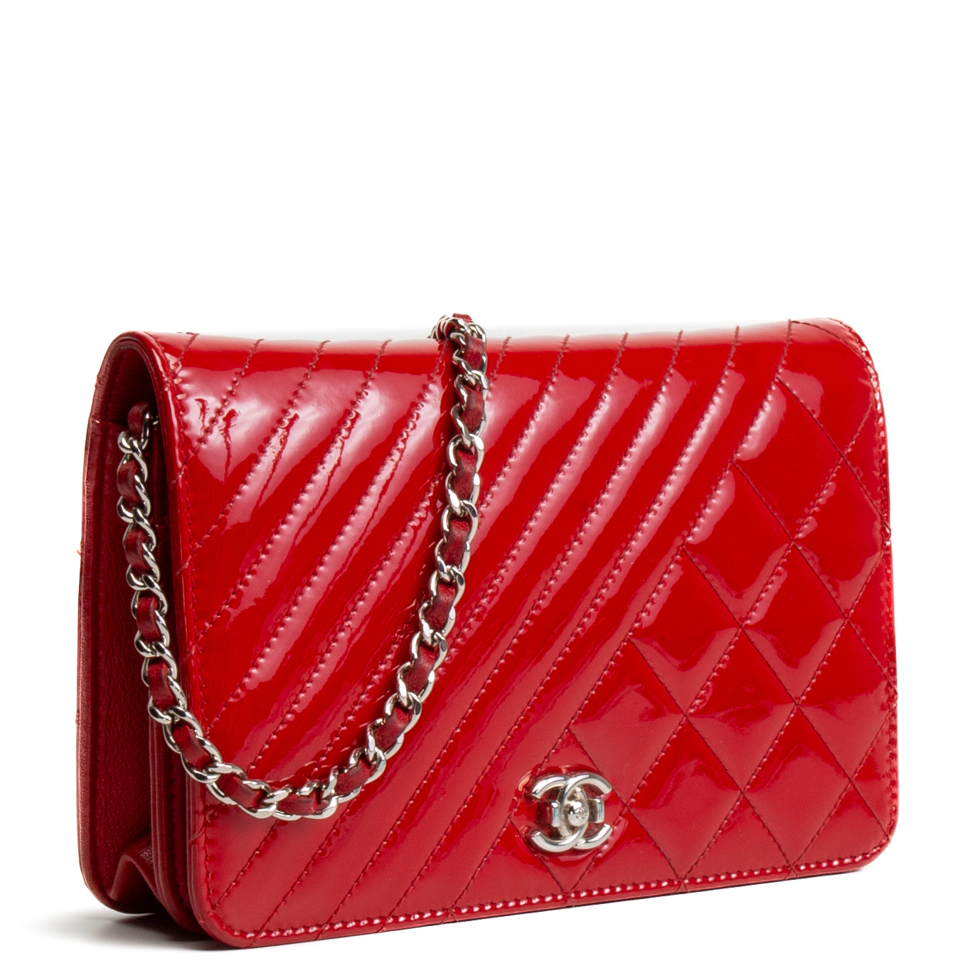 CHANEL Patent Leather Wallet On Chain - Red OUTLET FINAL SALE