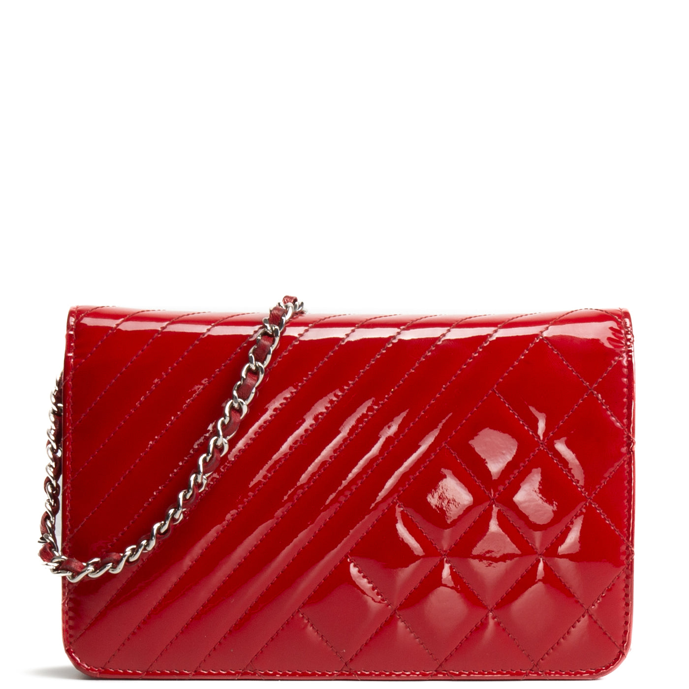 CHANEL Patent Leather Wallet On Chain - Red OUTLET FINAL SALE