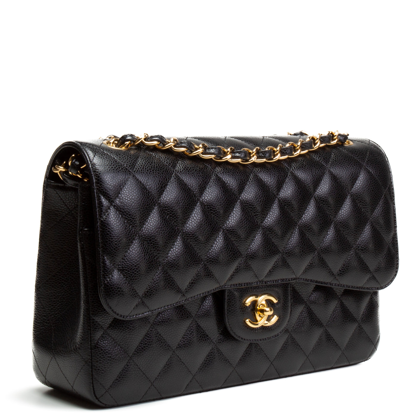 CHANEL Classic Double Flap Caviar Jumbo Flap - Black