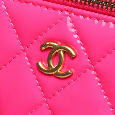 CHANEL Patent Crush Vanity w/ Chain - Neon Pink