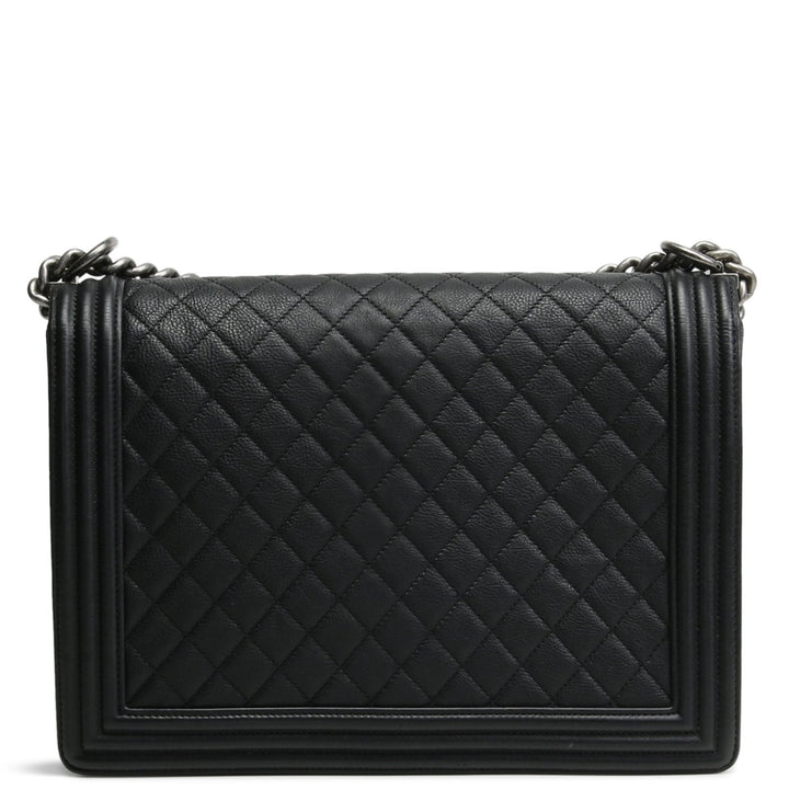 CHANEL Quilted Large Duo Boy Bag - Black