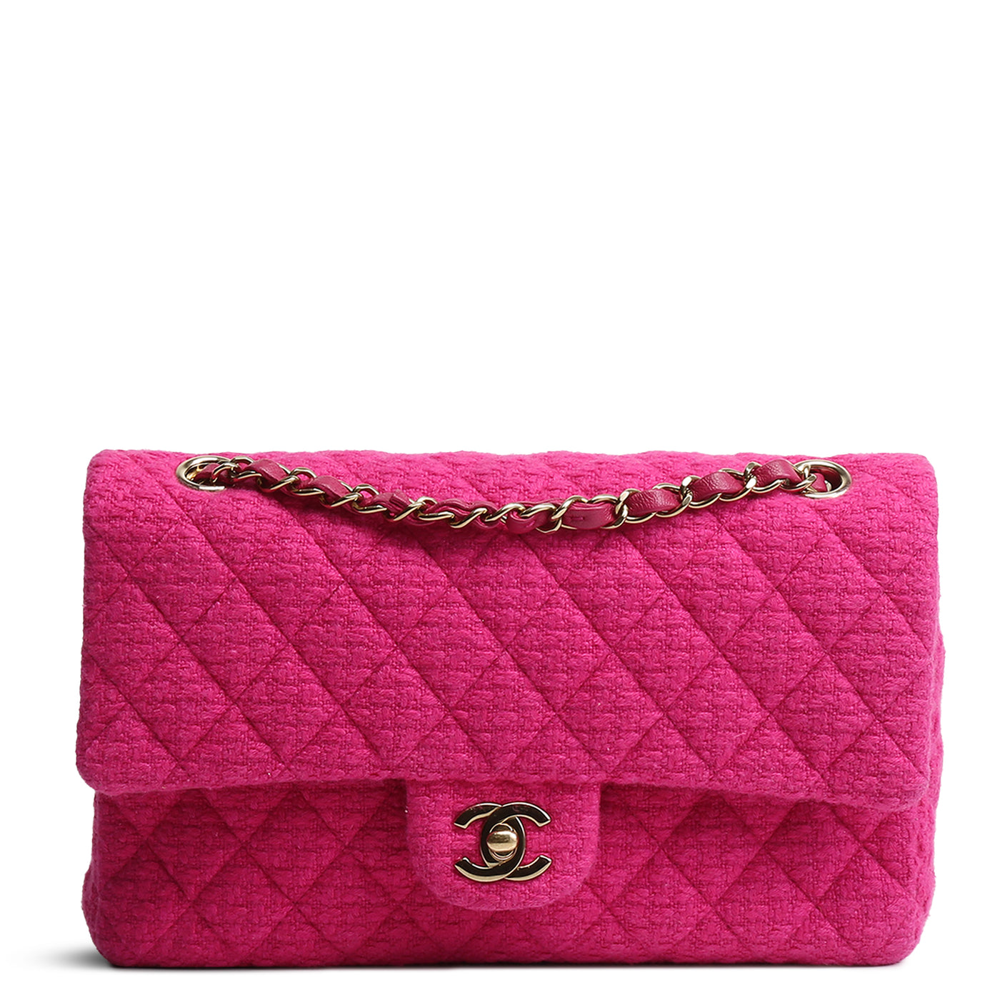 CHANEL Classic Tweed Medium Double Flap - Hot Pink