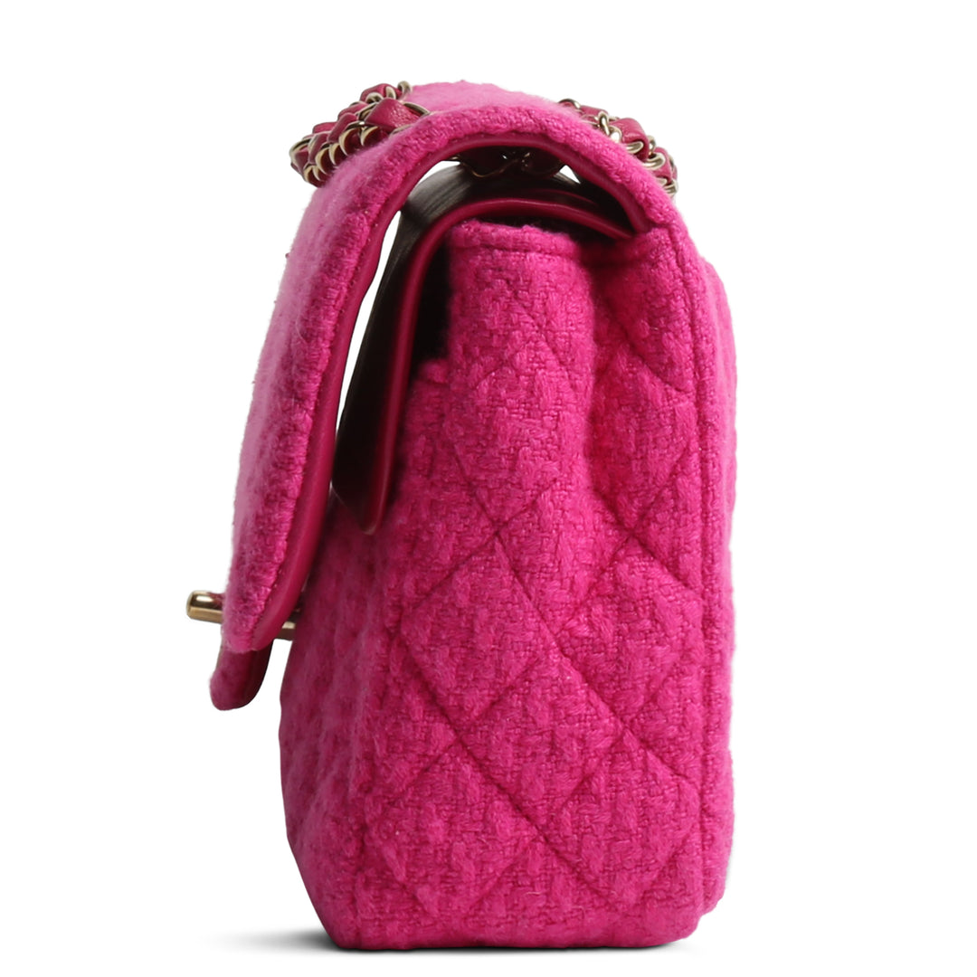 CHANEL Classic Tweed Medium Double Flap - Hot Pink