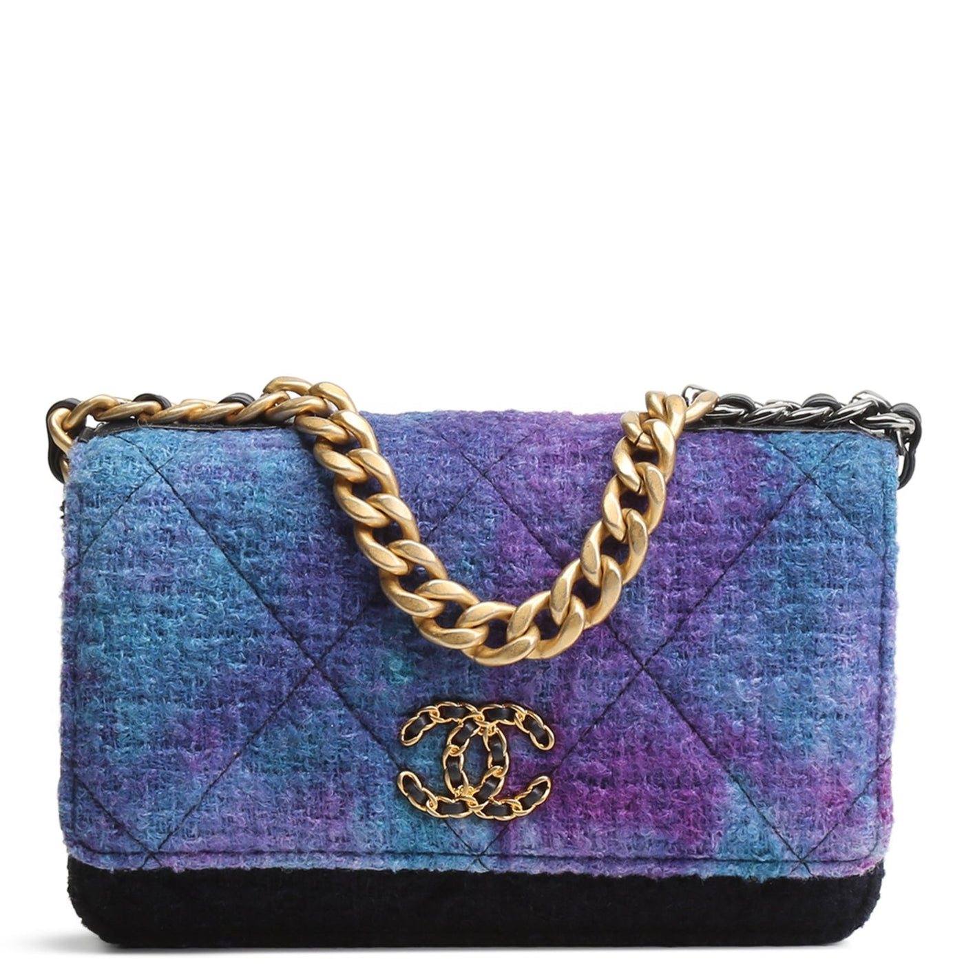 CHANEL 19 Tweed Wallet On Chain - Ombre Purple & Blue