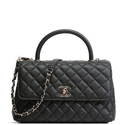 CHANEL Caviar Quilted Small Coco Handle - Black