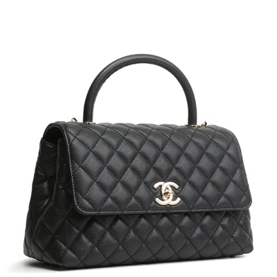 CHANEL Caviar Quilted Small Coco Handle - Black