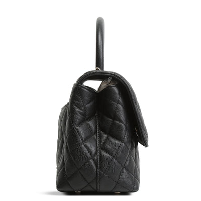 CHANEL Caviar Quilted Small Coco Handle - Black