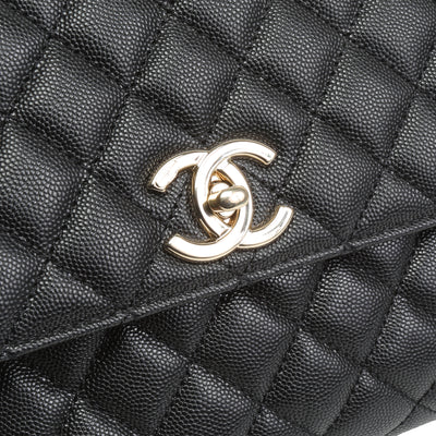 CHANEL Caviar Quilted Small Coco Handle - Black