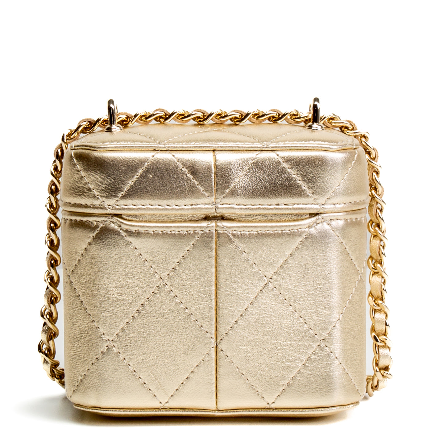 CHANEL Mini Vanity on Chain - Metallic Gold