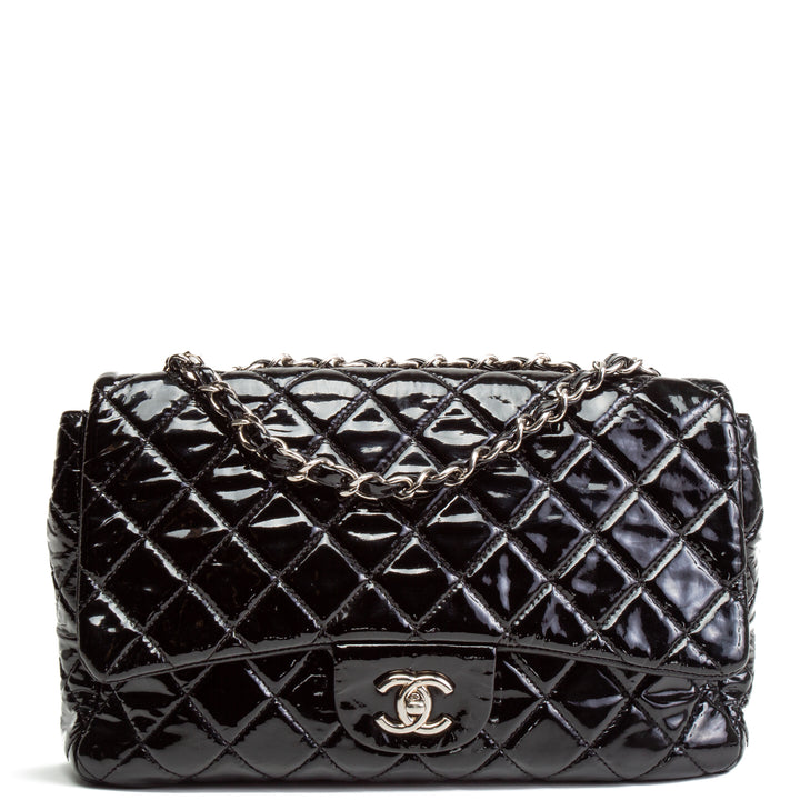 CHANEL Jumbo Patent Single Flap - Black