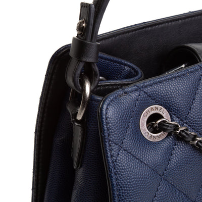 CHANEL CC Drawstring Medium Bucket Bag- Navy/Black