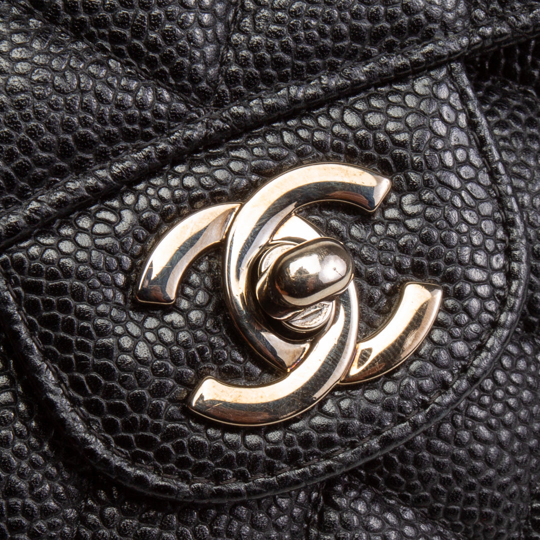 CHANEL Classic Medium Caviar Double Flap -Black