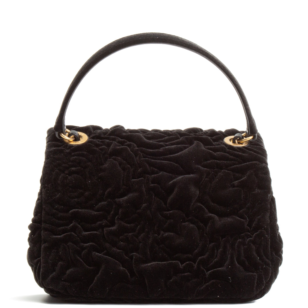 CHANEL Mini Camellia Embossed Flap - Black Velvet