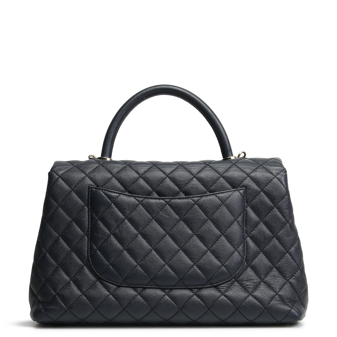 CHANEL Coco Top Handle Medium Flap Navy - OUTLET FINAL SALE