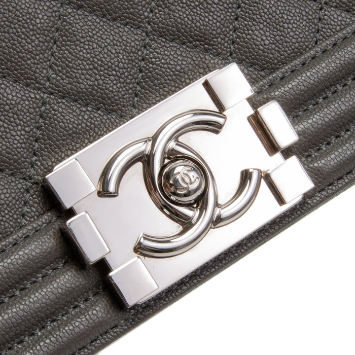 CHANEL Caviar Quilted Small Boy Bag - Grey