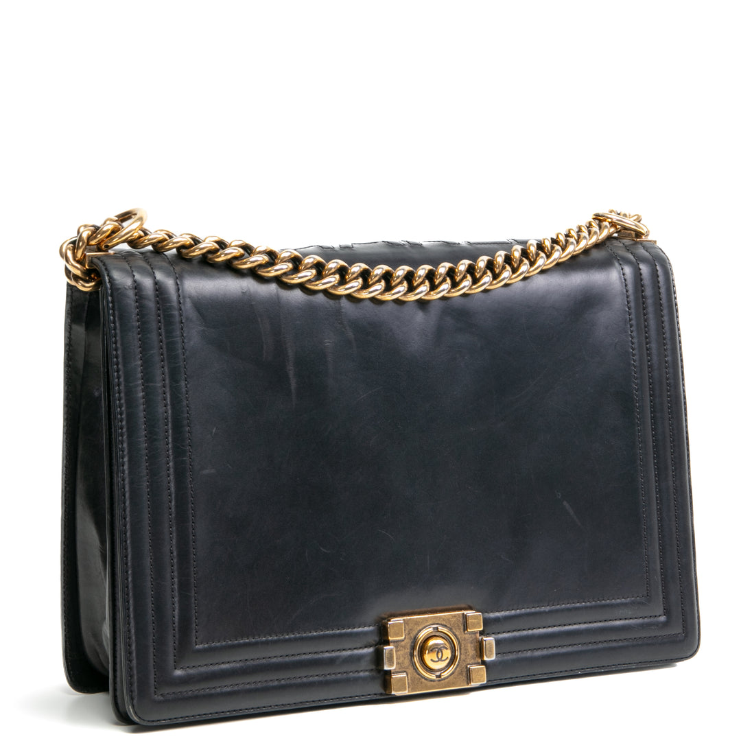 CHANEL Large Original Clasp Boy Bag- Black OUTLET FINAL SALE