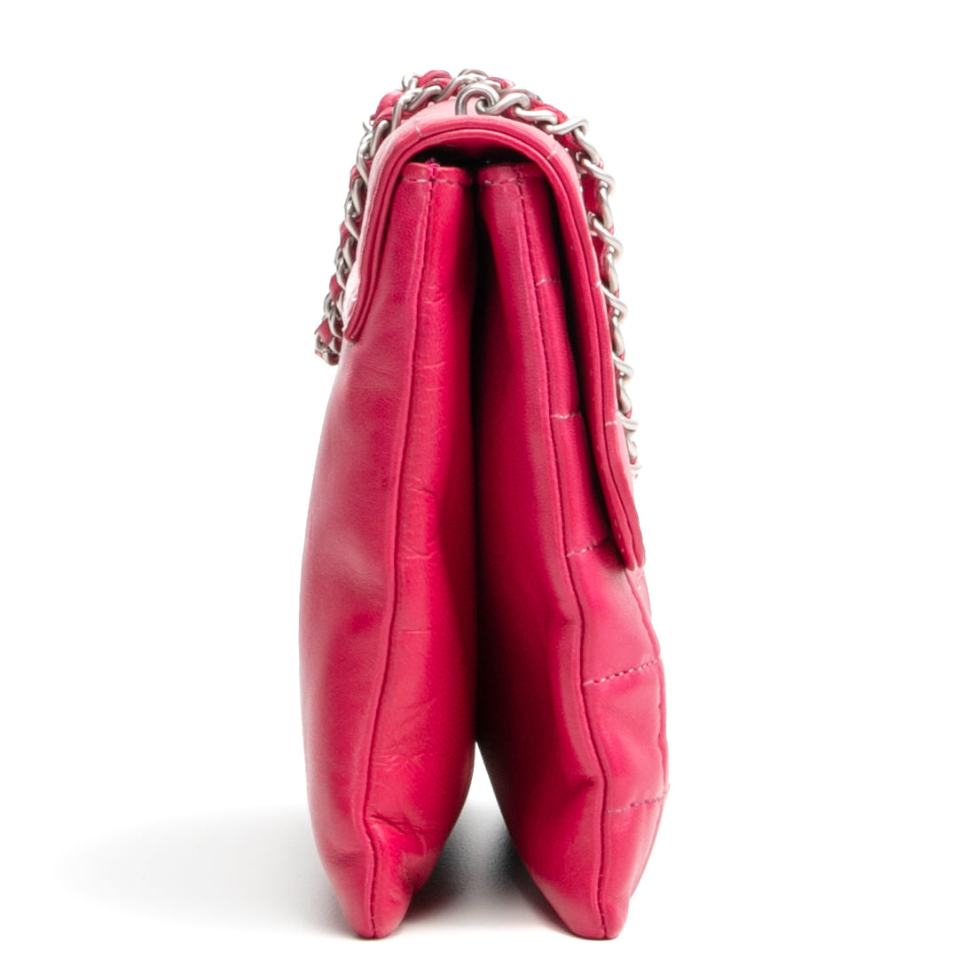 Chanel Lambskin -Schokoladenbeutel Mademoiselle Lock Chain -Tasche - Fuschia Outlet Final Sale