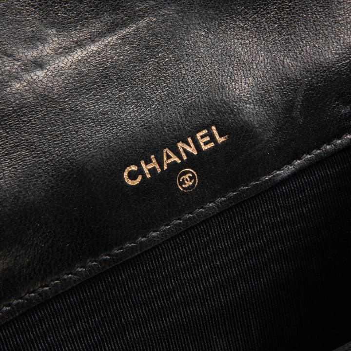 CHANEL Quilted Bifold Flap Compact Wallet -Black OUTLET FINAL SALE