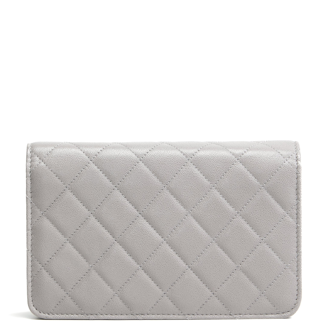 CHANEL Quilted Wallet On Chain - Gray