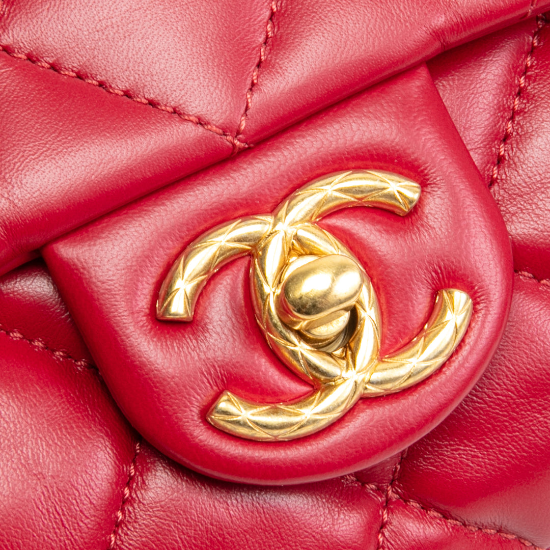 CHANEL All Slide Small Flap Bag - Cherry Red