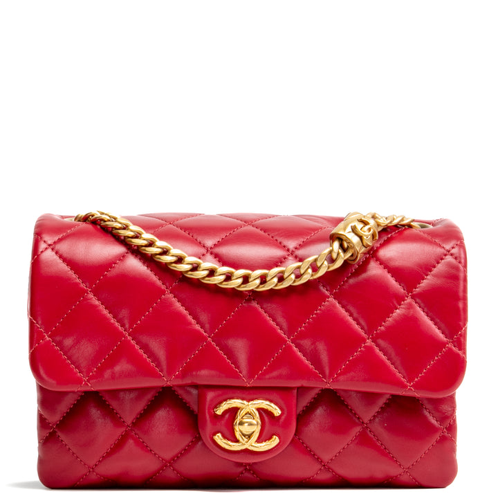 CHANEL All Slide Small Flap Bag - Cherry Red