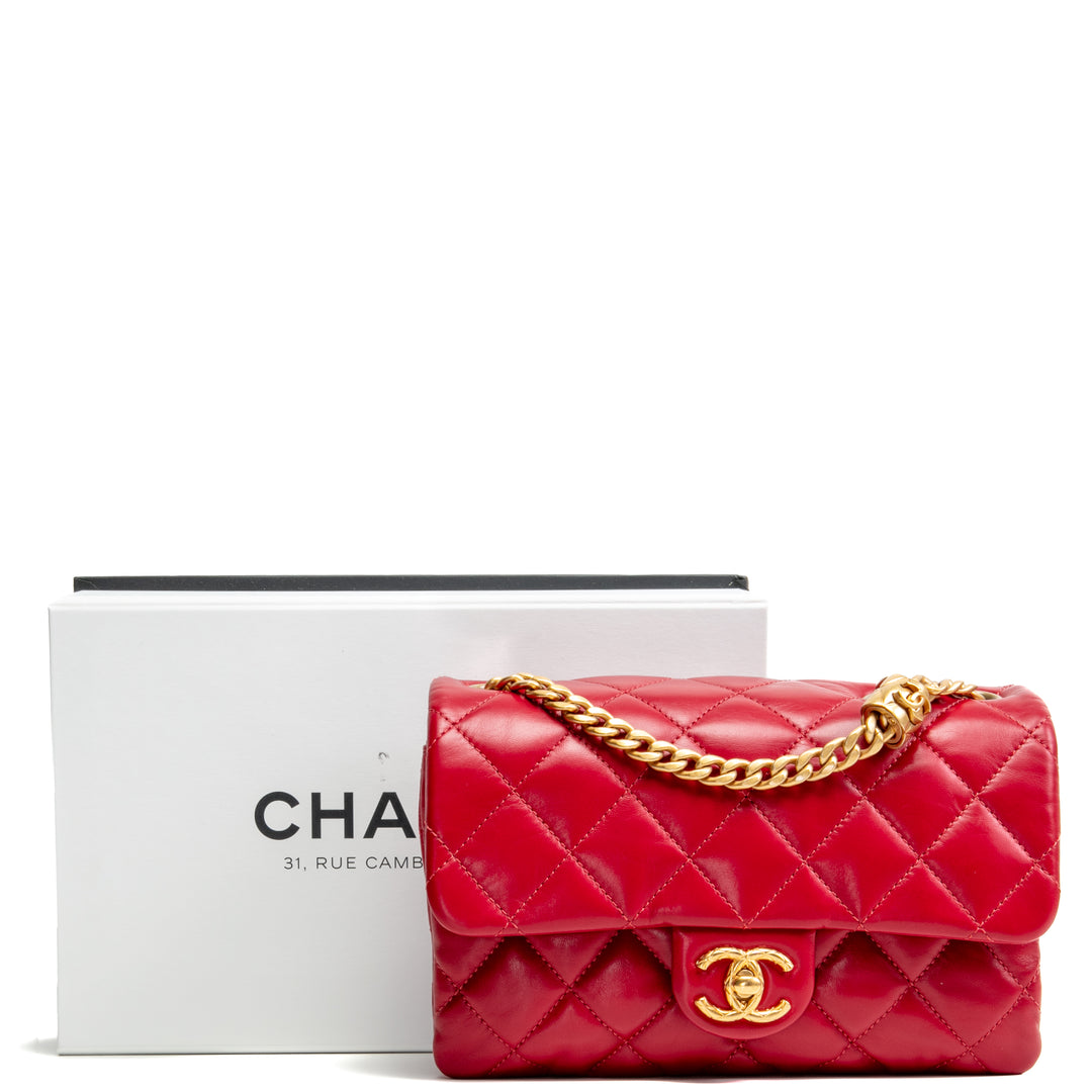 CHANEL All Slide Small Flap Bag - Cherry Red