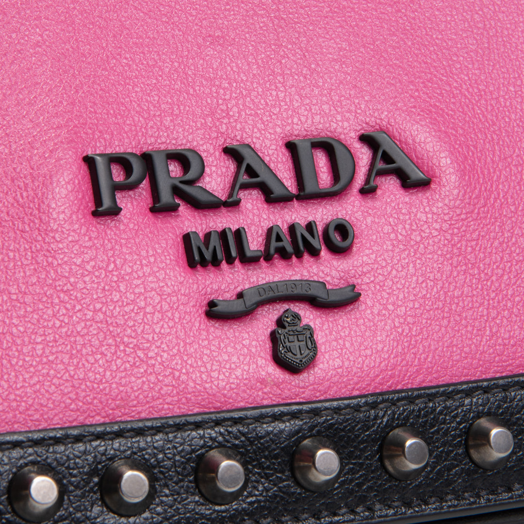 PRADA Glace Studded Crossbody - Pink