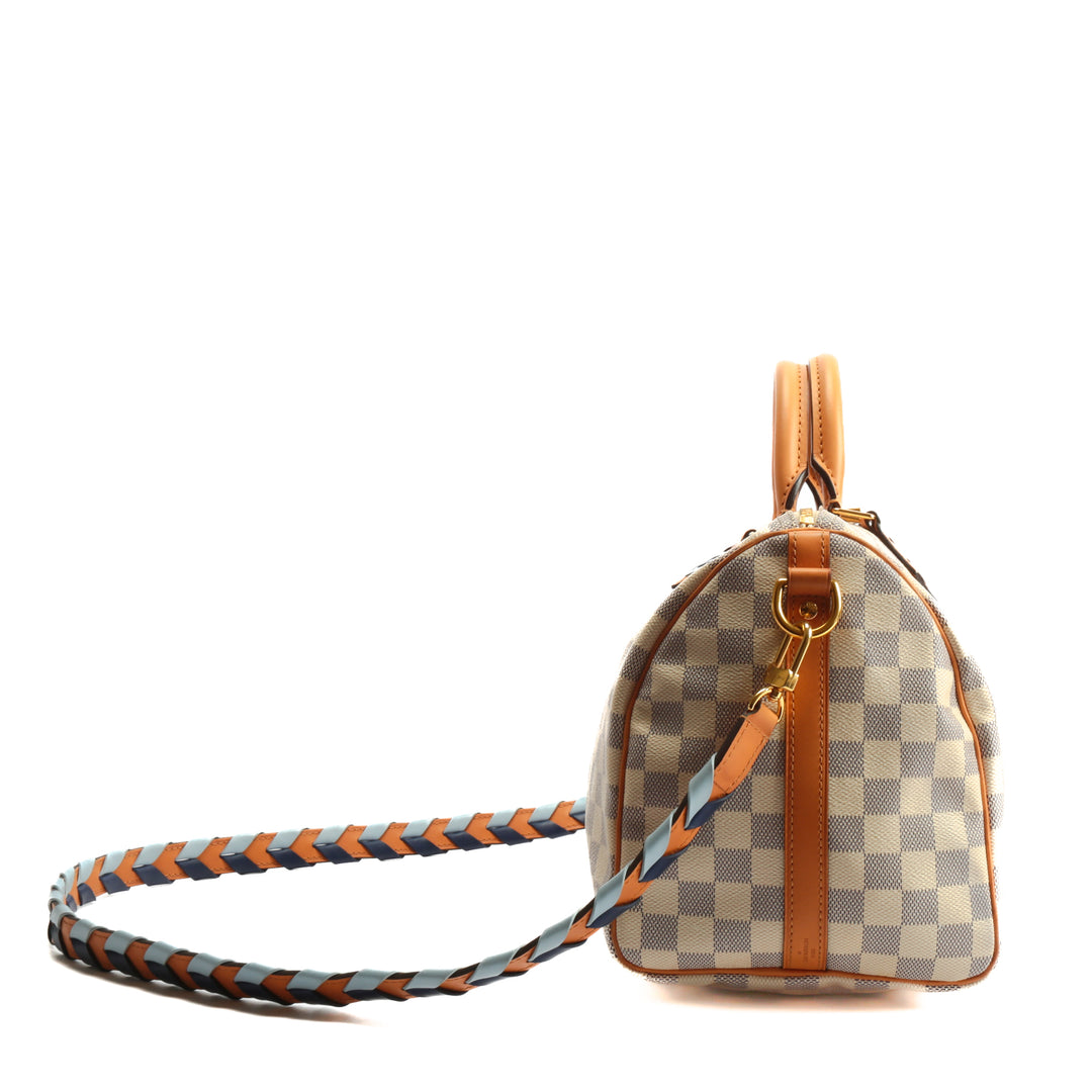 LOUIS VUITTON Damier Azur Braided Speedy Bandouliere 30 Blue