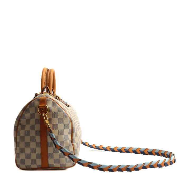 LOUIS VUITTON Damier Azur Braided Speedy Bandouliere 30 Blue