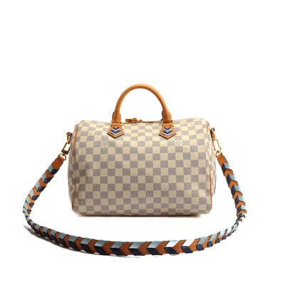 LOUIS VUITTON Damier Azur Braided Speedy Bandouliere 30 Blue