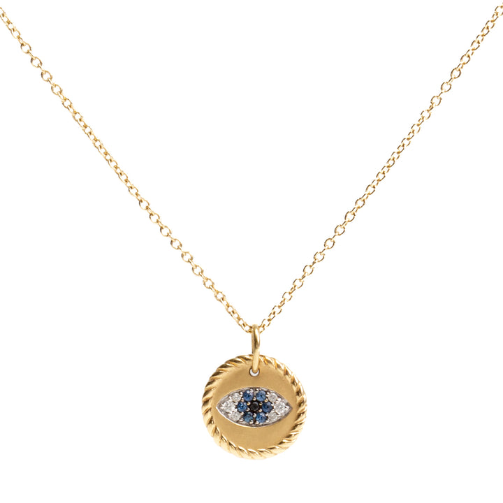 DAVID YURMAN 18K Sapphire & Diamond Evil Eye Pendant Necklace - FINAL SALE