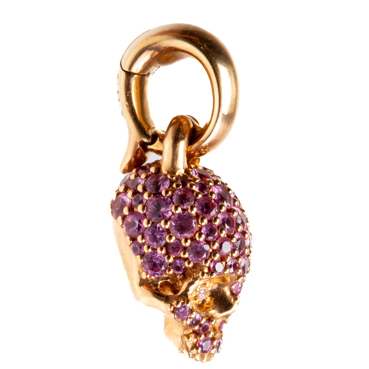 DAVID YURMAN 18k Yellow Gold and Pink Sapphire Skull Pendant - FINAL SALE