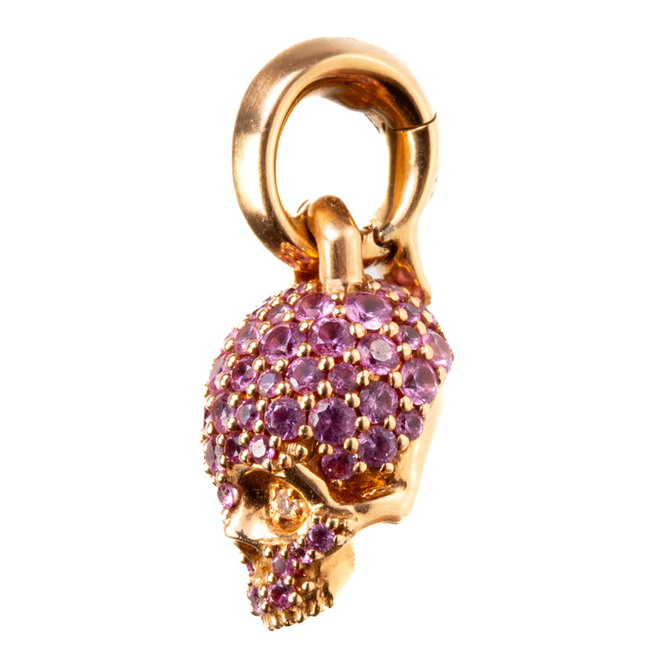 DAVID YURMAN 18k Yellow Gold and Pink Sapphire Skull Pendant - FINAL SALE