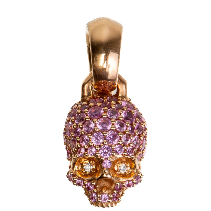 DAVID YURMAN 18k Yellow Gold and Pink Sapphire Skull Pendant - FINAL SALE